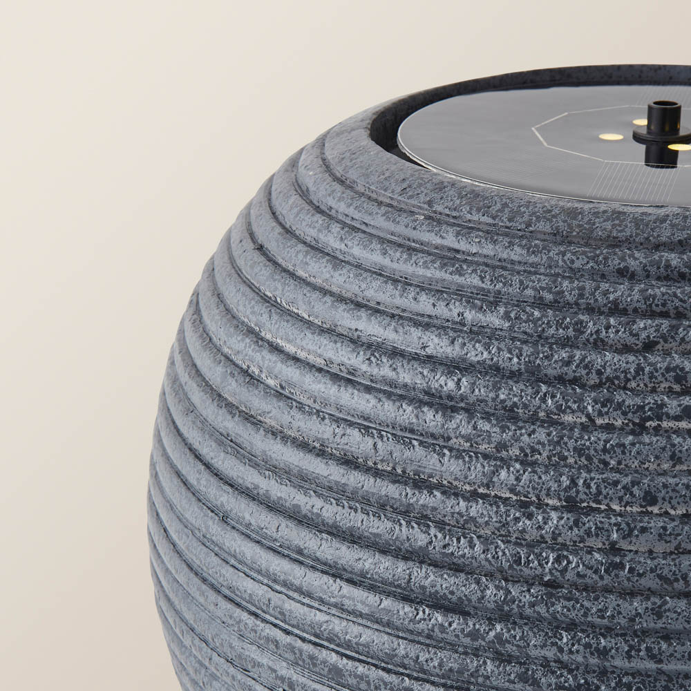 ValueLights Round Ribbed Cascading Water Fountain Feature Solar Powered Outdoor Garden Light Image 4