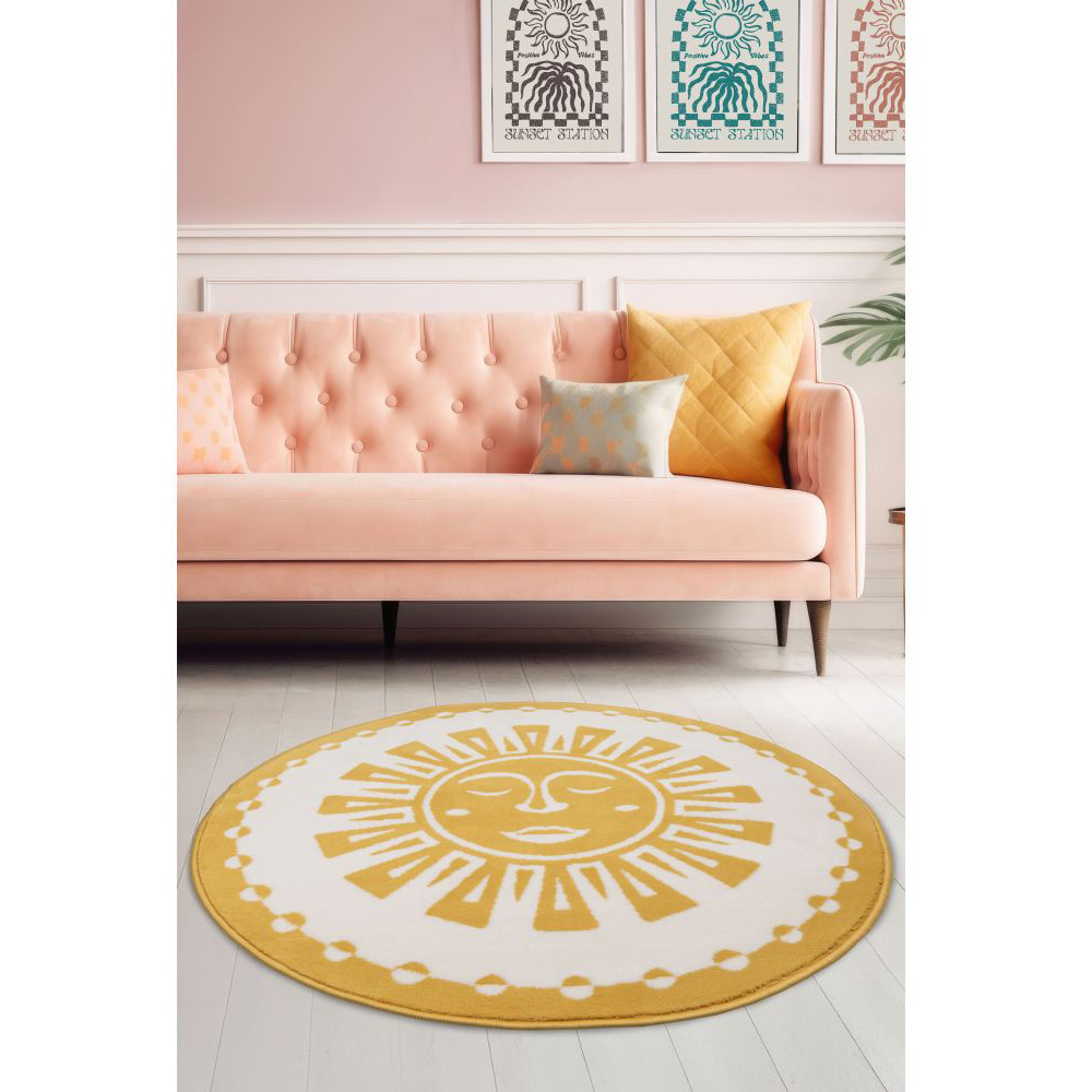 Homemaker Maestro Sun Yellow Circular Rug 120cm Image 5