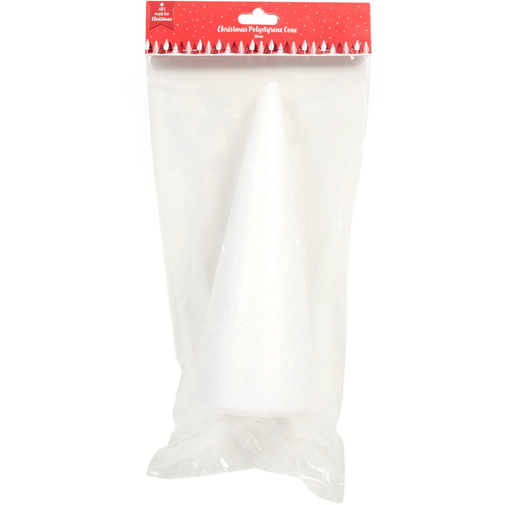Christmas Polystyrene Cone White Image 1