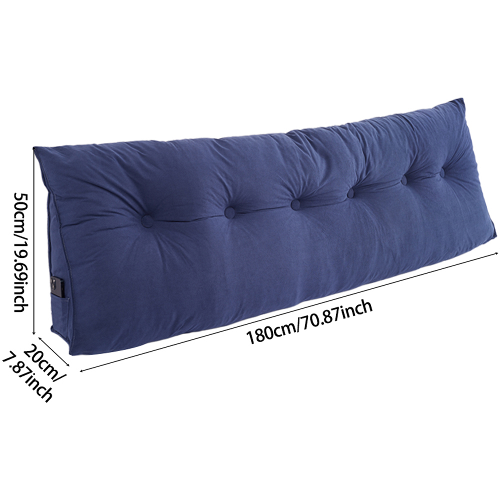 Living and Home Dark Blue Chenille Wedge Headboard Pillow with Side Pocket 180 x 50cm Image 8