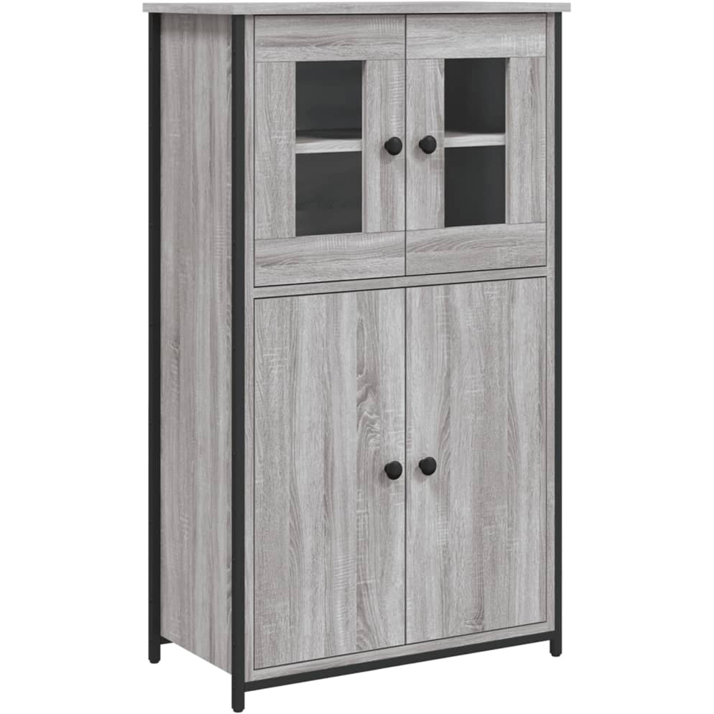 vidaXL 4 Door Grey Sonoma Highboard with Metal Frame Image 2