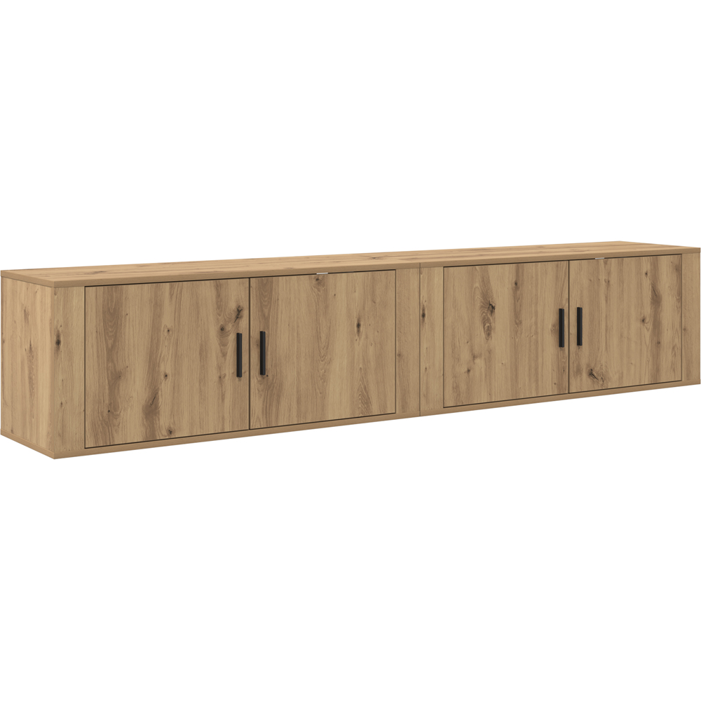 vidaXL 2 Door Artisan Oak Wall Mounted Wide TV Unit Set of 2 Image 4