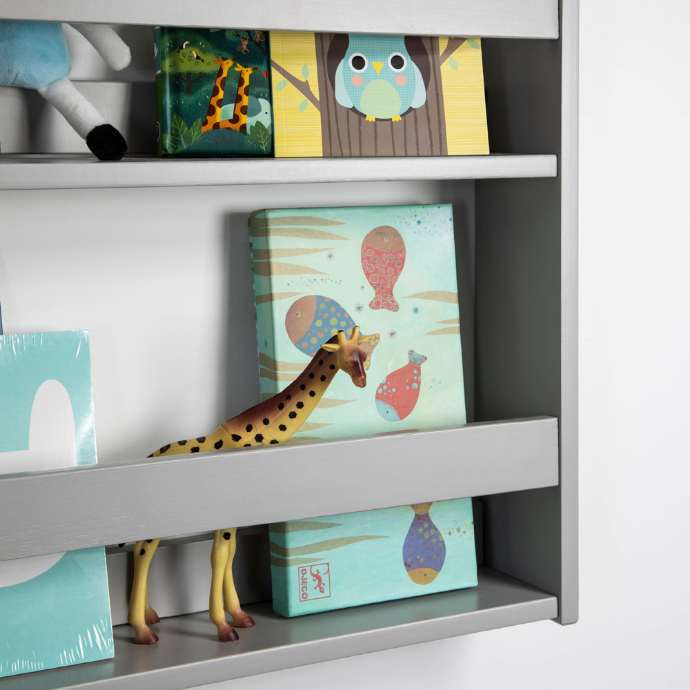 Noa and Nani Hakan 3 Shelf Silk Grey Wall Mounted Bookcase Image 4