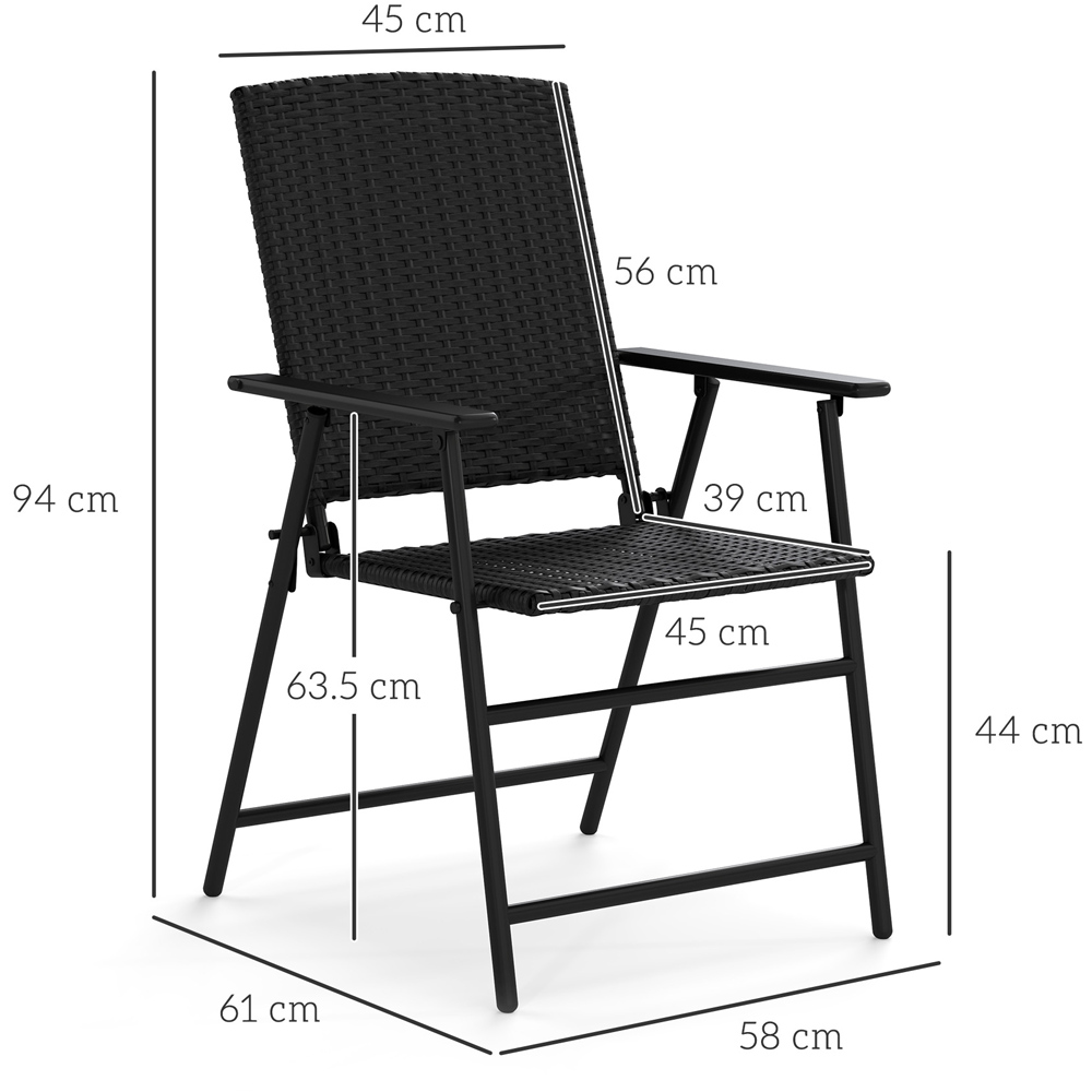 Outsunny 4 Seater Black Foldable Rattan Chair with Armrest Image 7