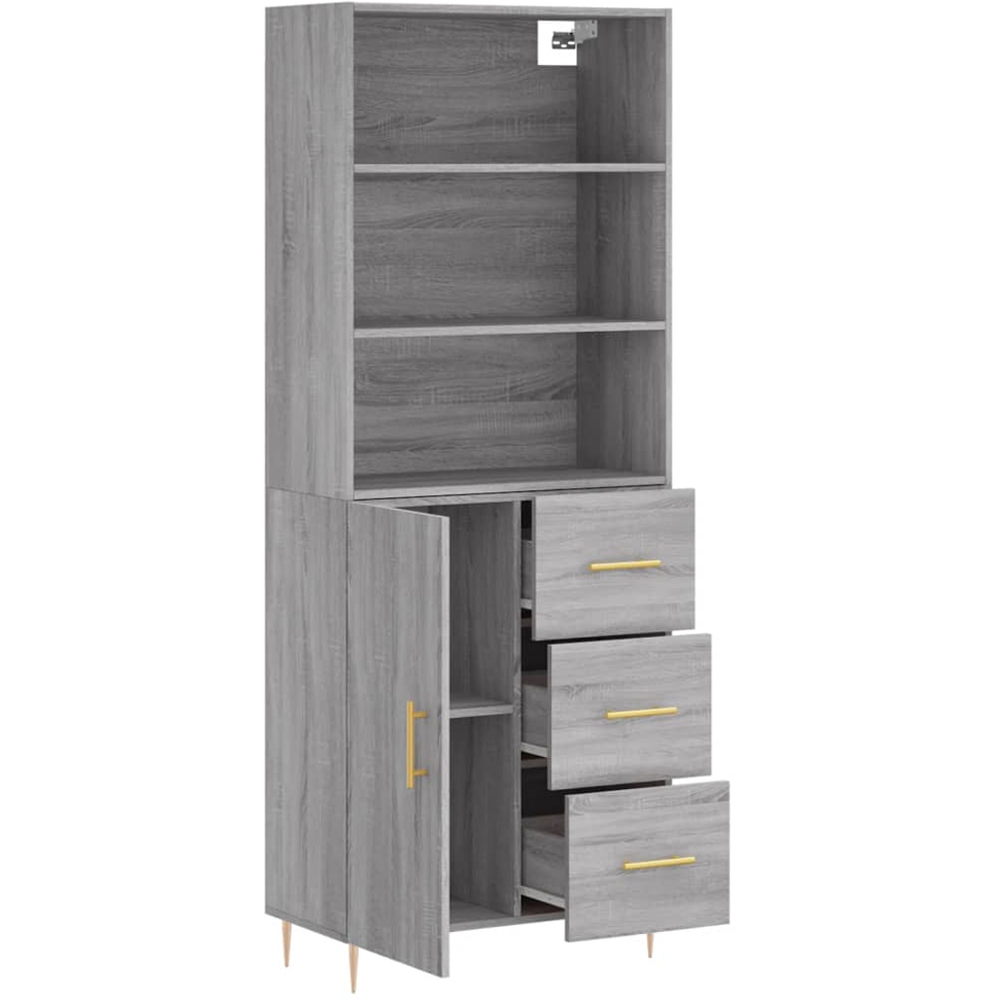vidaXL Single Door 3 Drawer 3 Shelf Grey Sonoma Highboard Image 4