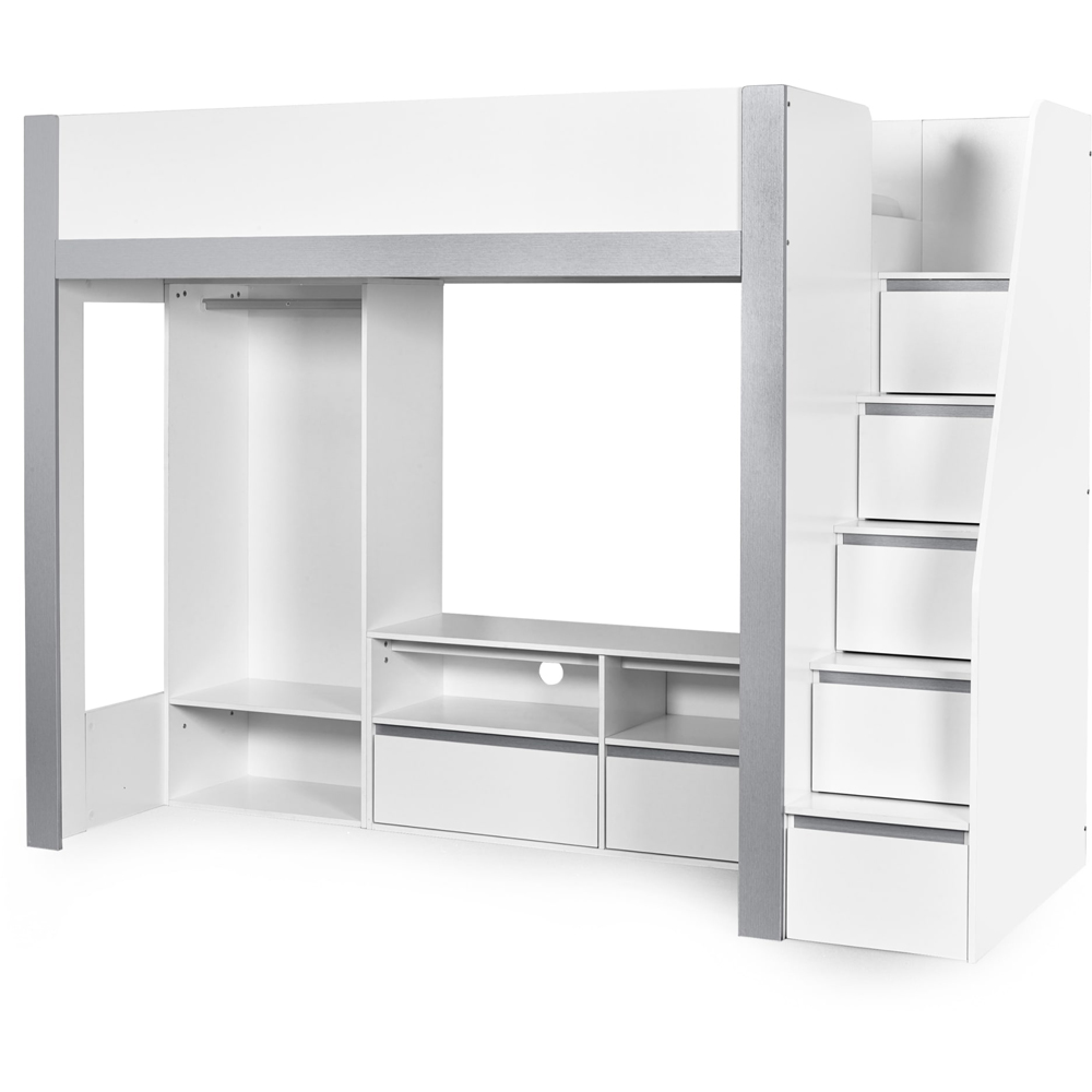 Julian Bowen Gaia Single White and Silver High Sleeper TV Bed Image 3