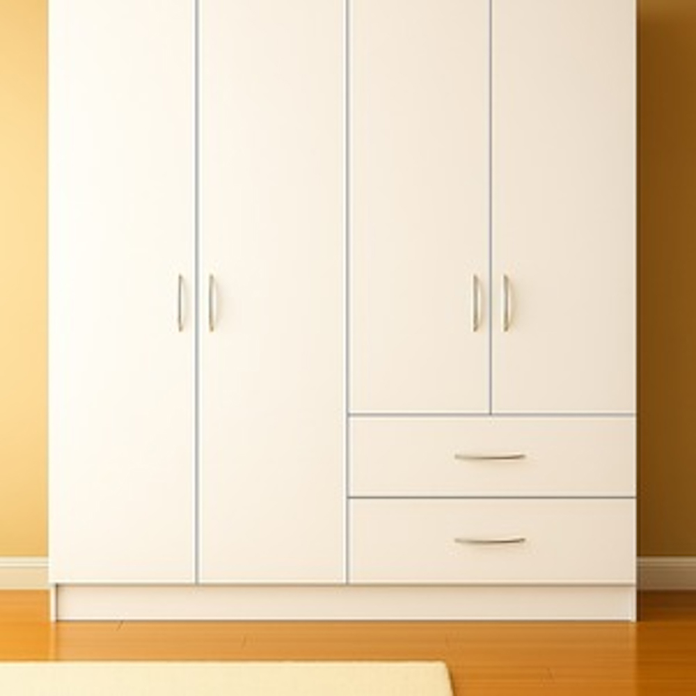 TJ'S Venice 4 Door 2 Drawer White Wardrobe Image 3