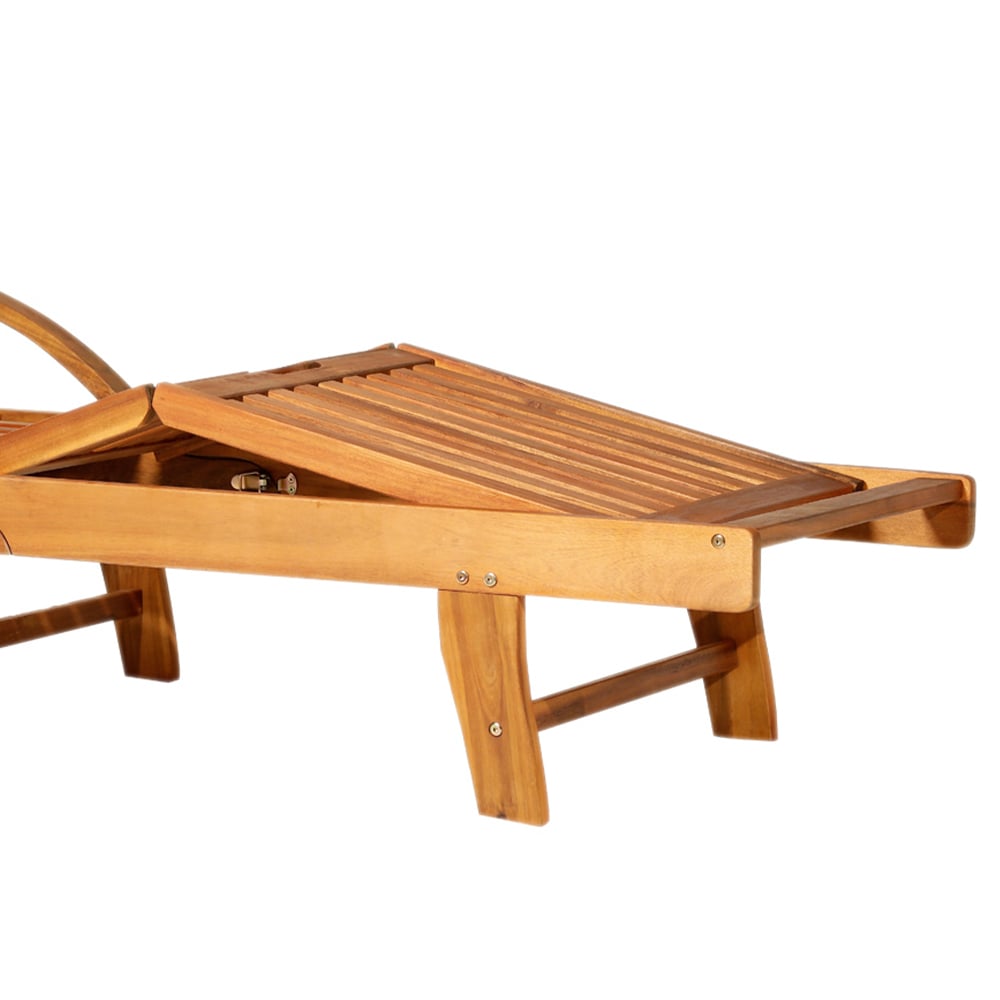 Outsunny Acacia Wood Foldable Sun Lounger Image 4