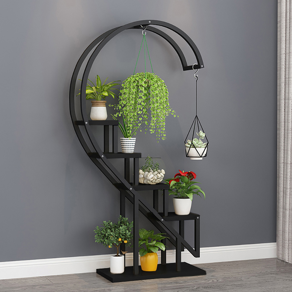 Living and Home Multi Tiered Black Plant Stand Image 5
