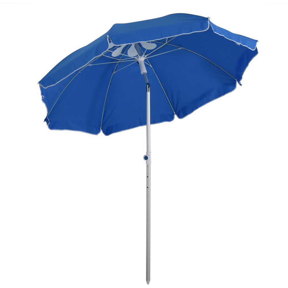 Outsunny Blue Arched Beach Umbrella Parasol with Adjustable Tilt and Carry Bag 1.9m Image 1