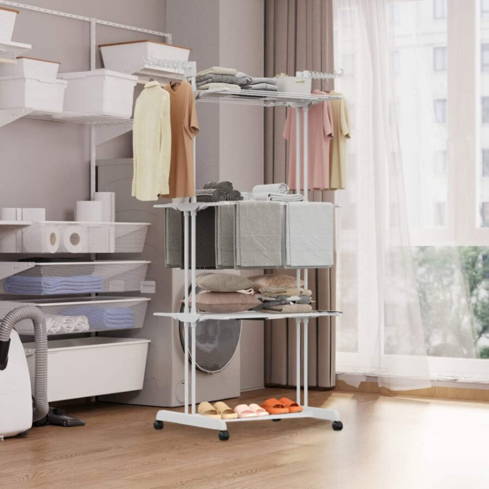 Alivio 4 Tier White Foldable Clothes Airer Image 2