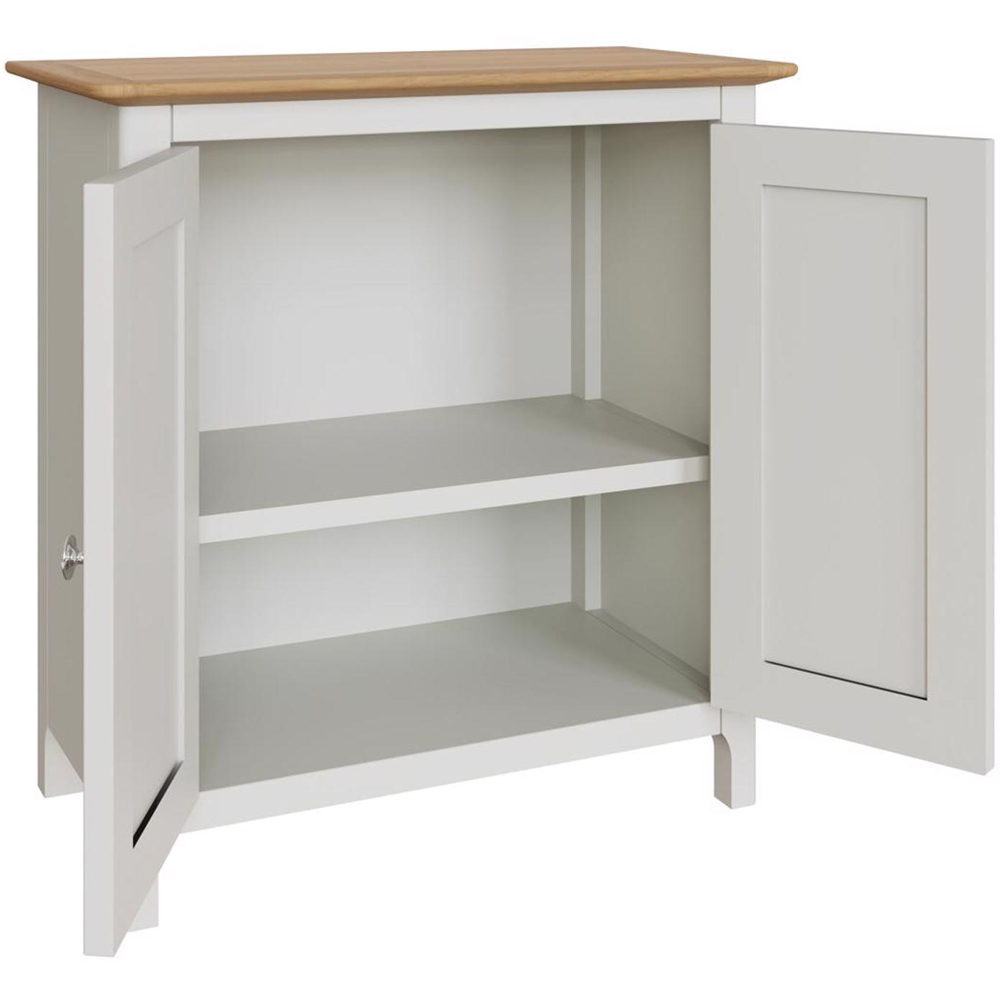 FWStyle Taberno 2 Door White Linen and Oak Compact Sideboard Image 4