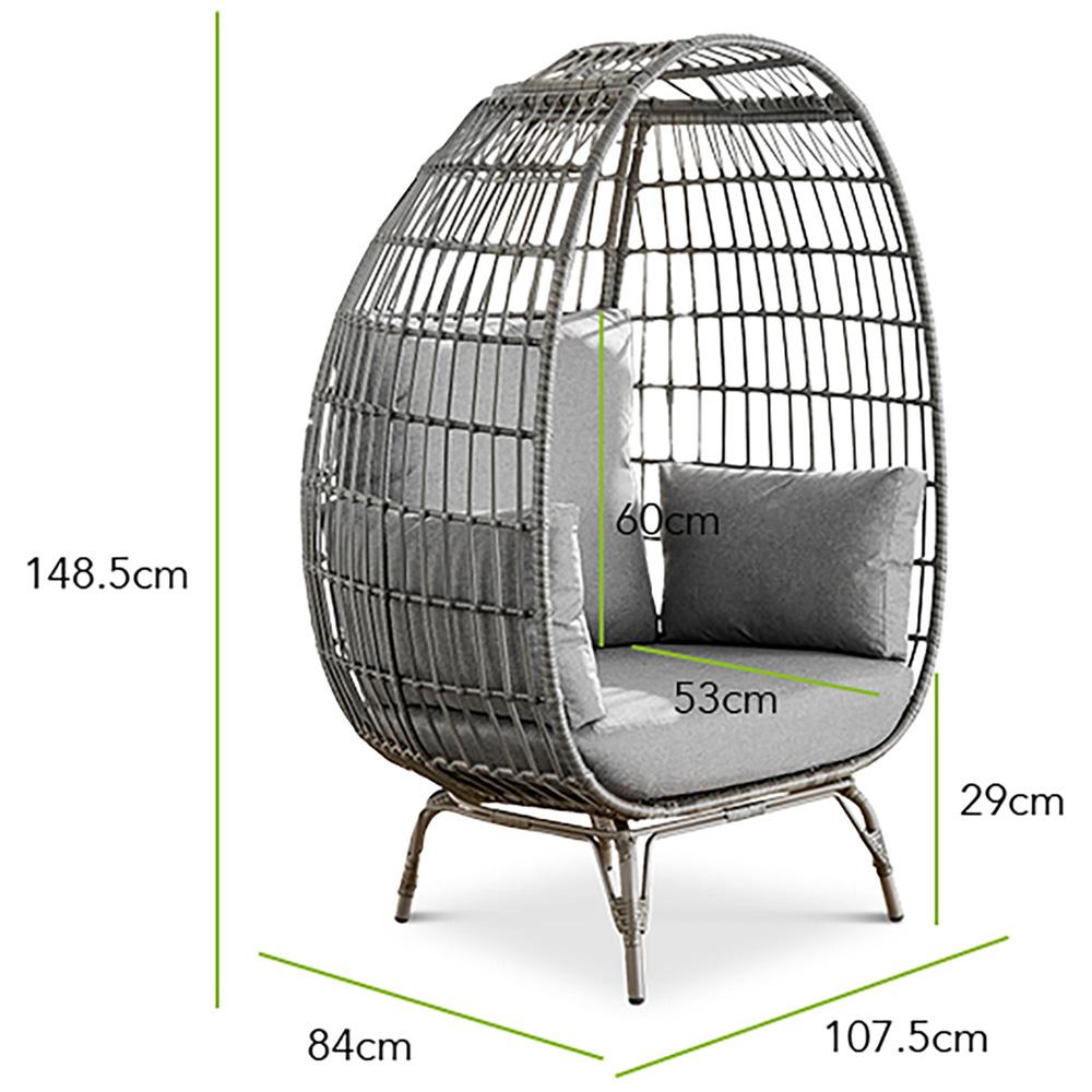 Furniturebox Veza Grey PE Resin Rattan Egg Chair with Cushions Image 9