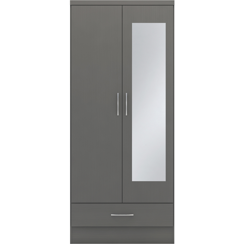 Seconique Nevada 2 Door 3D Effect Grey Mirrored Wardrobe Image 3