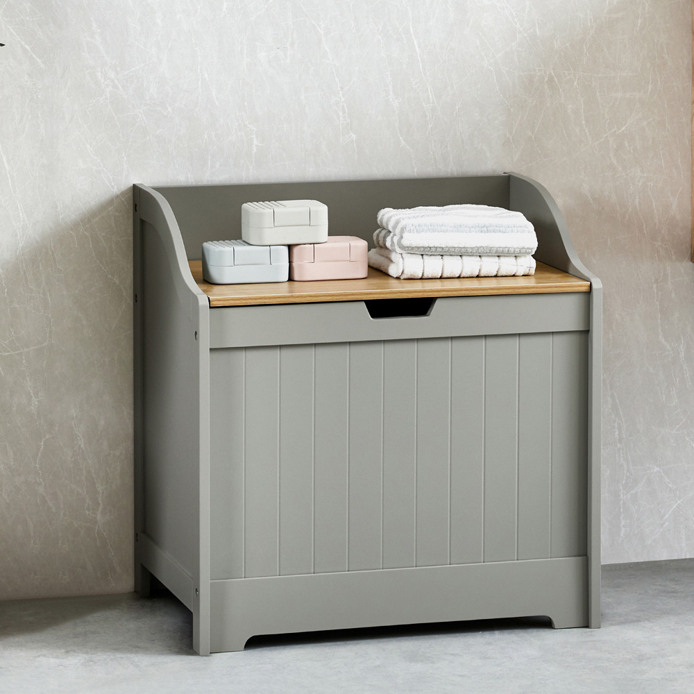 BATH VIDA Priano Grey Laundry Chest Image 2