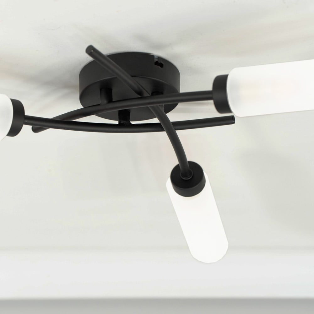 ValueLights Maya Matt Black 3 Way Curved Cross Over Flush LED Ceiling Light Image 4