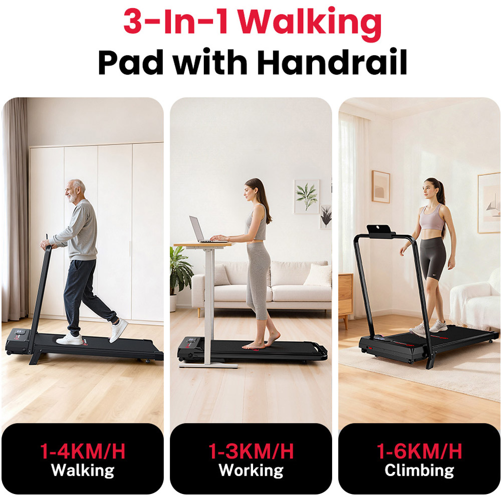 Rattrix Black Manual Incline Foldable Walking Treadmill Image 6