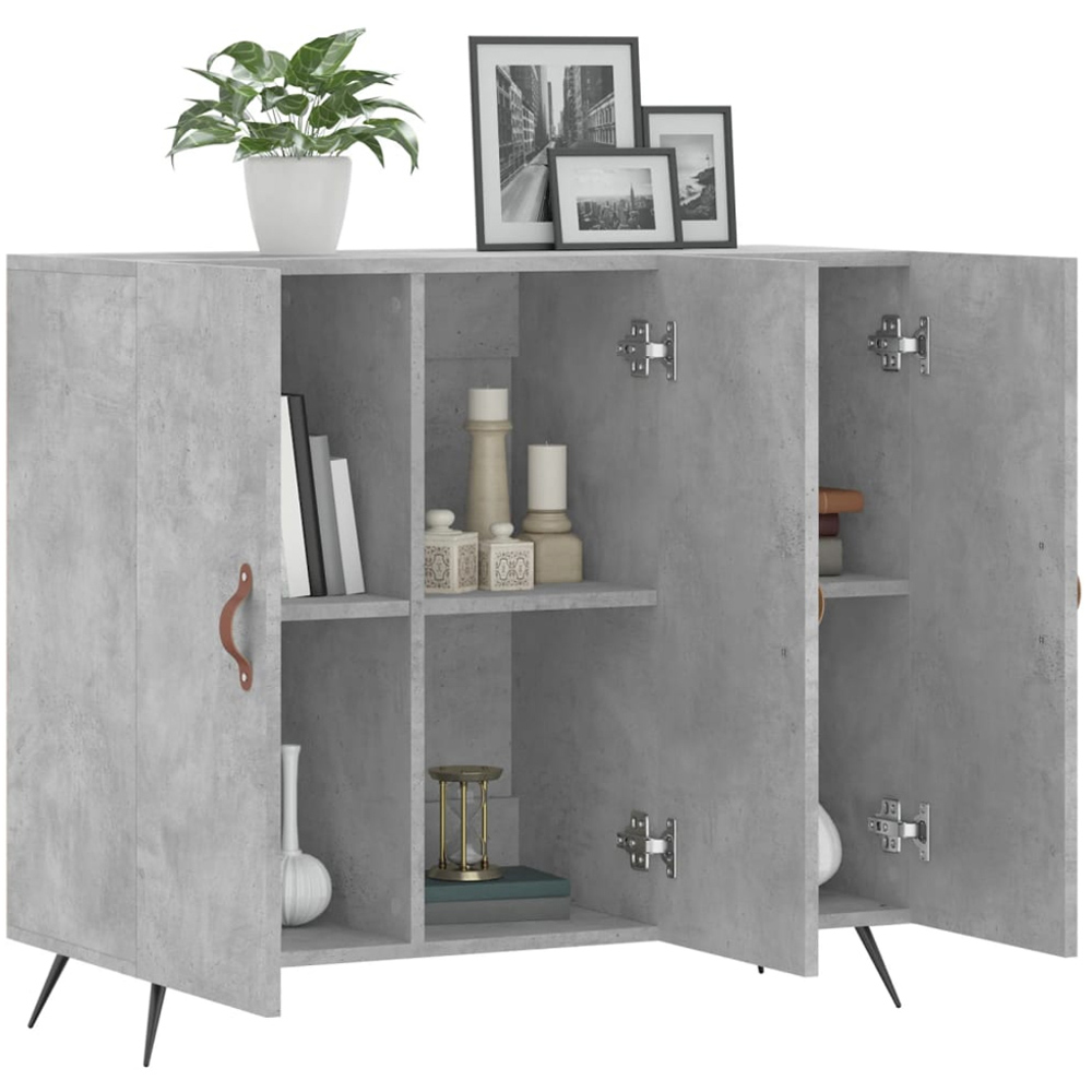 vidaXL 3 Door Concrete Grey Wooden Sideboard Image 4