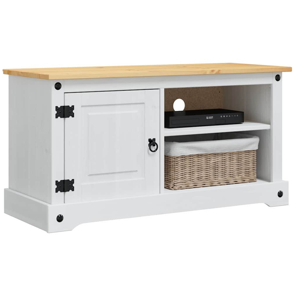 vidaXL Single Door 2 Shelf White TV Cabinet Image 3