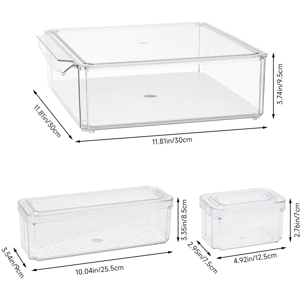 Living and Home Clear Stackable Fridge Organiser Storage Box Set with Draining Board 10 Pack Image 8