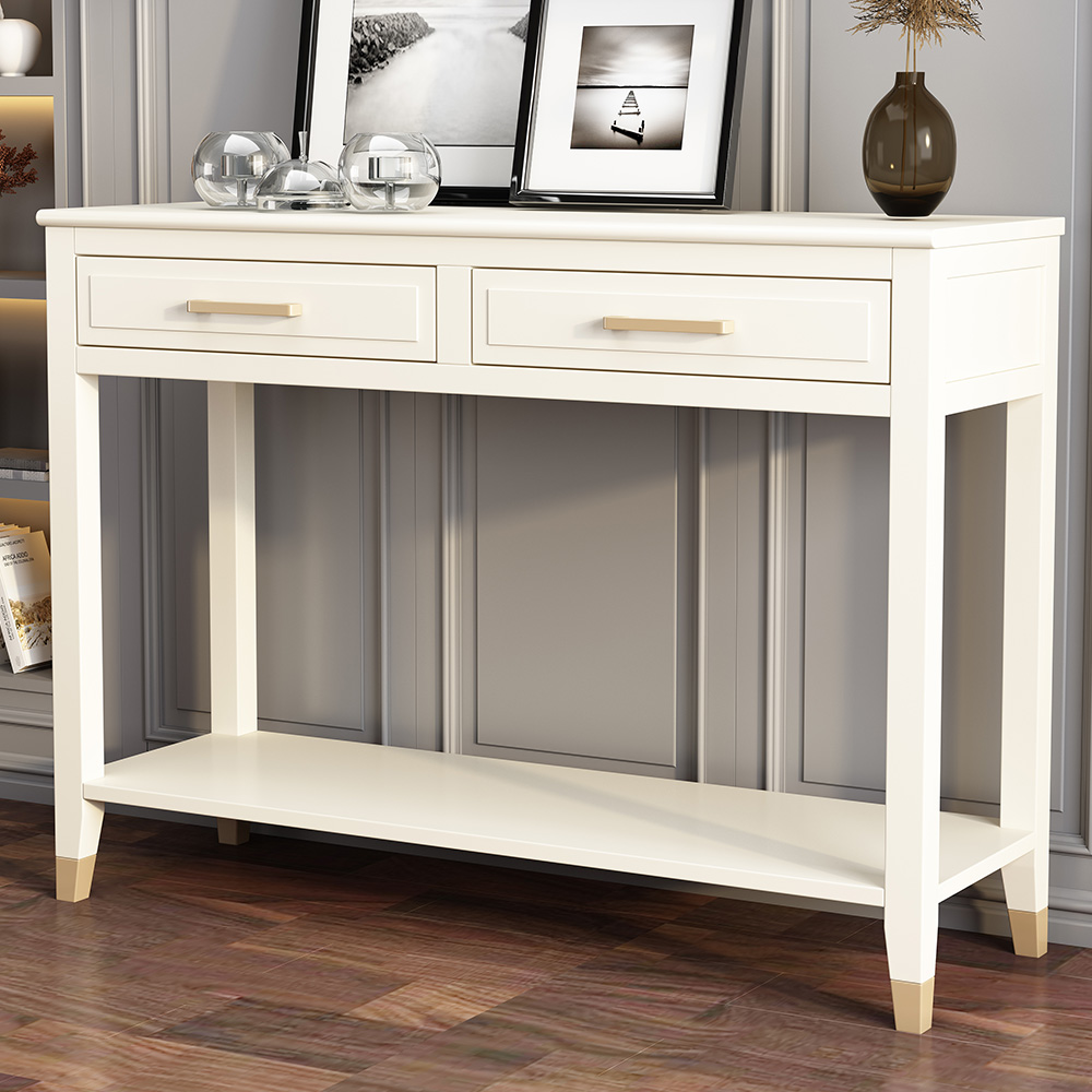 Palazzi 2 Drawers White Console Table Image 1