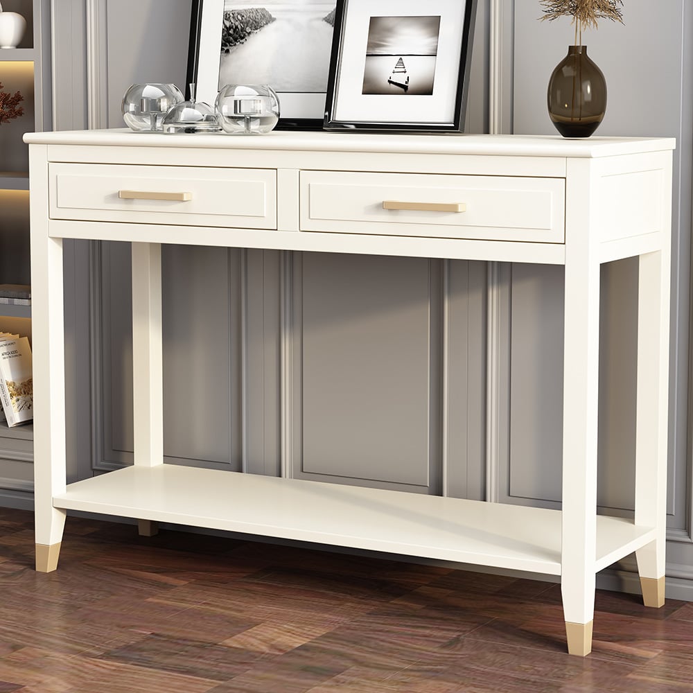 Palazzi 2 Drawer White Console Table Image 1