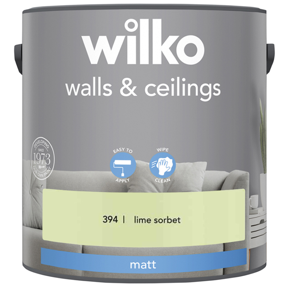 Wilko Walls & Ceilings Lime Sorbet Matt Emulsion Paint 2.5L Image 2