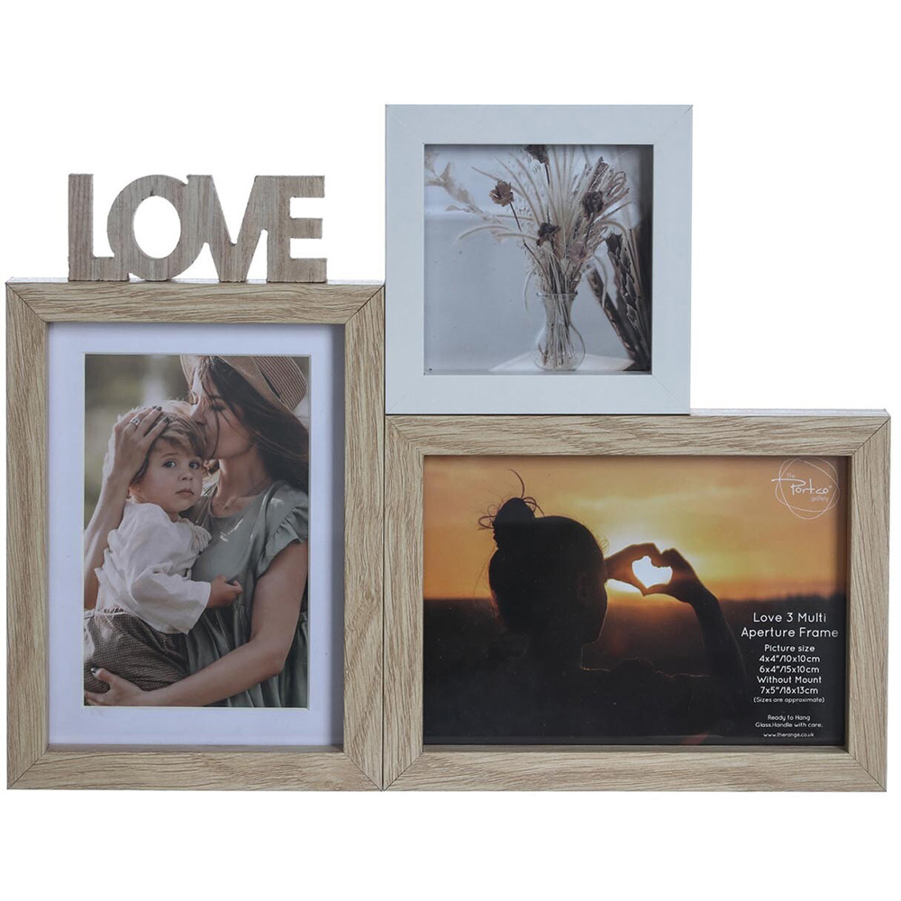 The Port. Co Gallery Love Brown 3 Aperture Collage Photo Frame Image