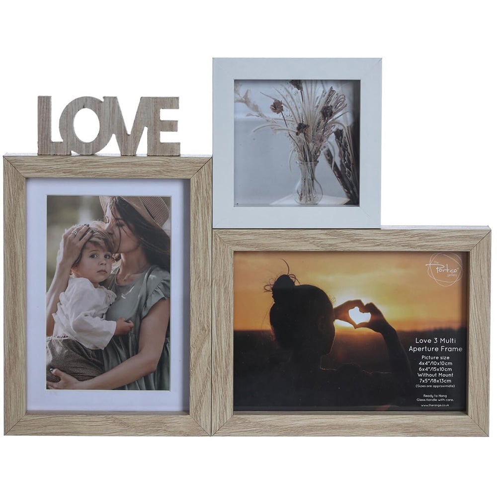 The Port. Co Gallery Love Brown 3 Aperture Collage Photo Frame Image