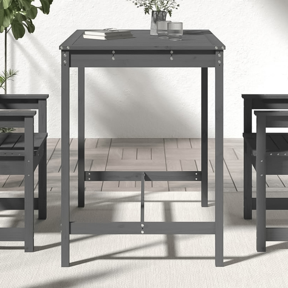 vidaXL 4 Seater Solid Pine Wood Slatted Garden Dining Table Grey Image 1
