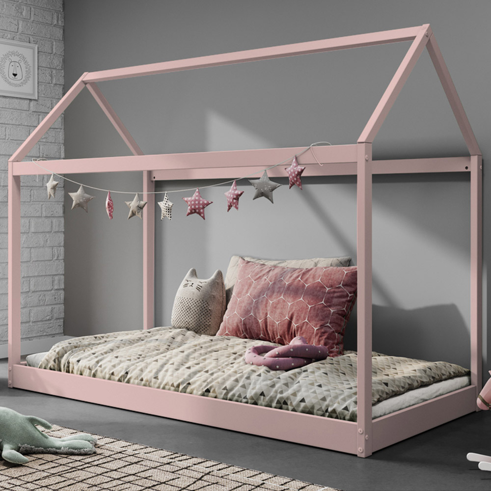 Home Detail Taylor Pink Wooden Kids House Bed Image 1