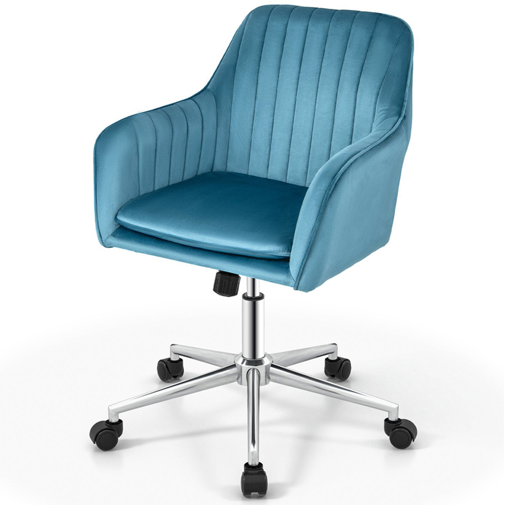 Costway Blue Velvet Adjustable Office Chair Image 3