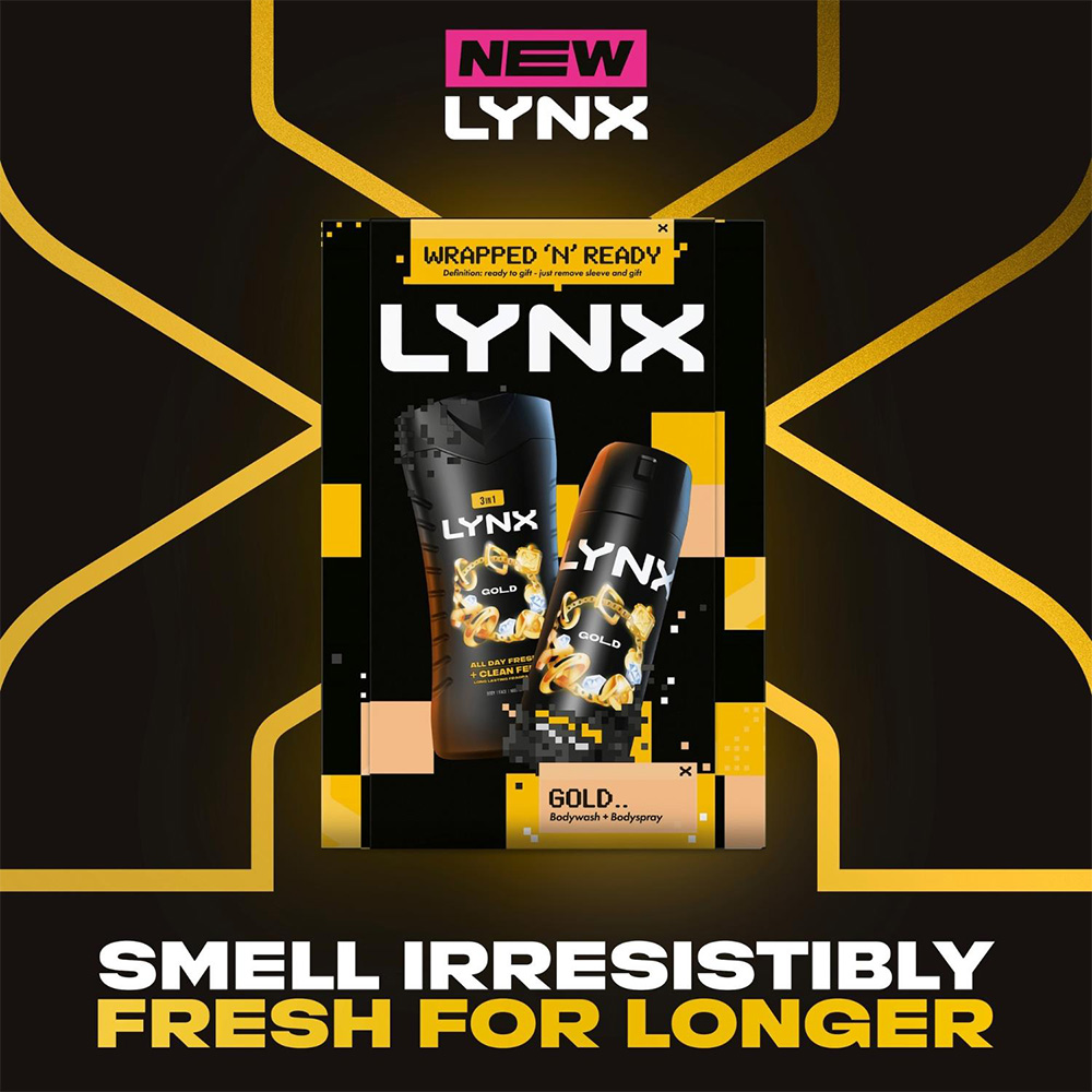 Lynx Gold Men's Body Wash and Body Spray Gift Set 2 Piece 3 Pack Image 5