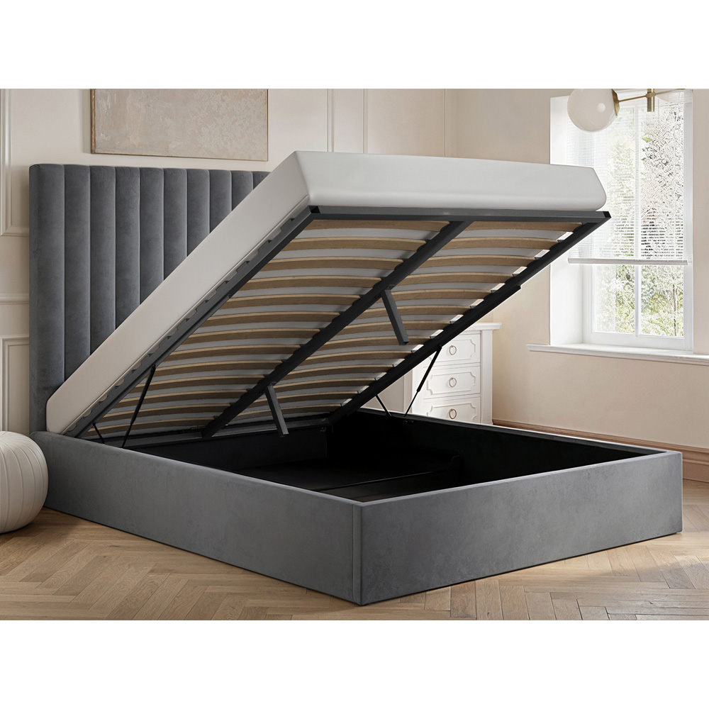 Flair Everley King Size Grey Fabric Ottoman Bed Image 6