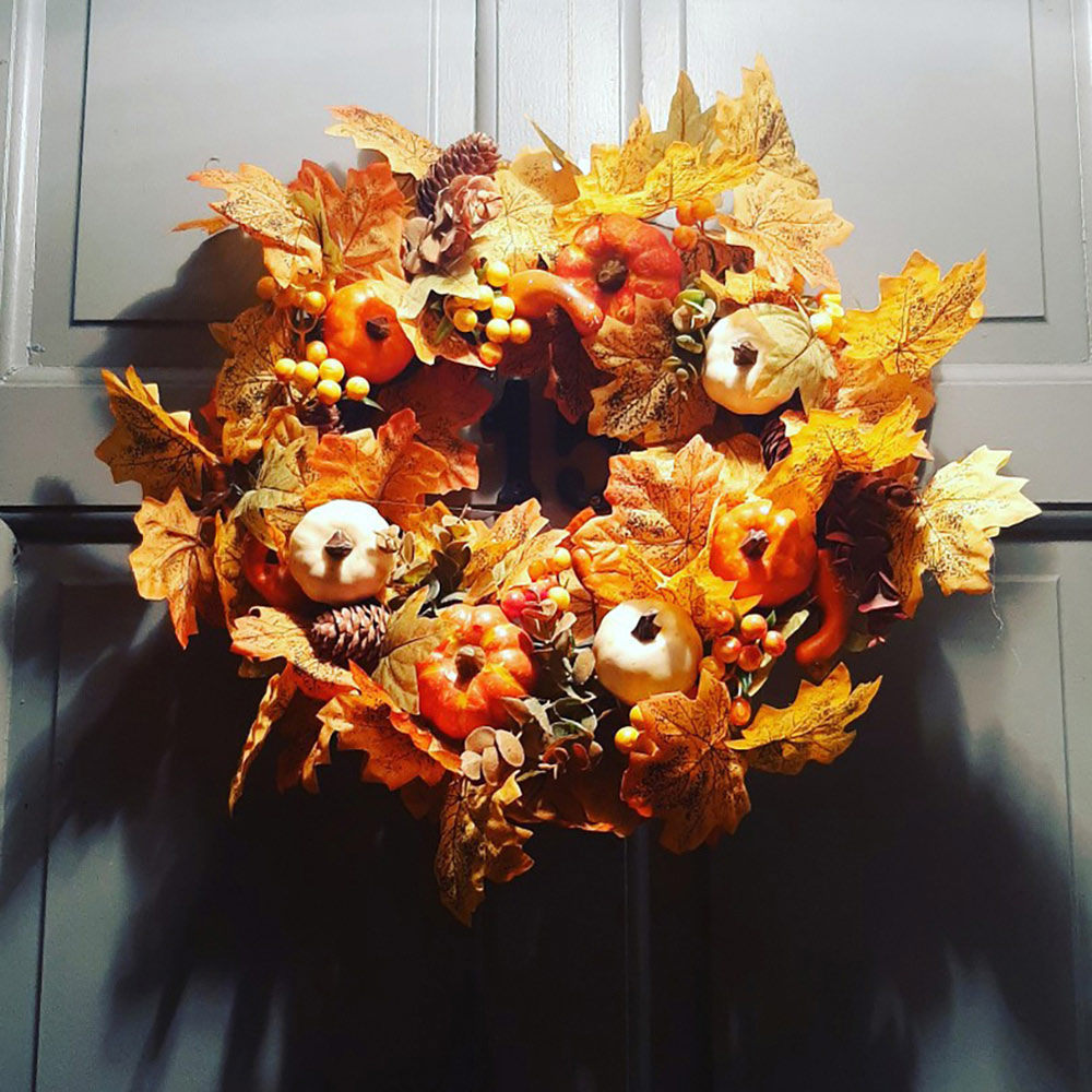 Living and Home Halloween Autumn Maple Leaf Door Wreath 50cm Image 5