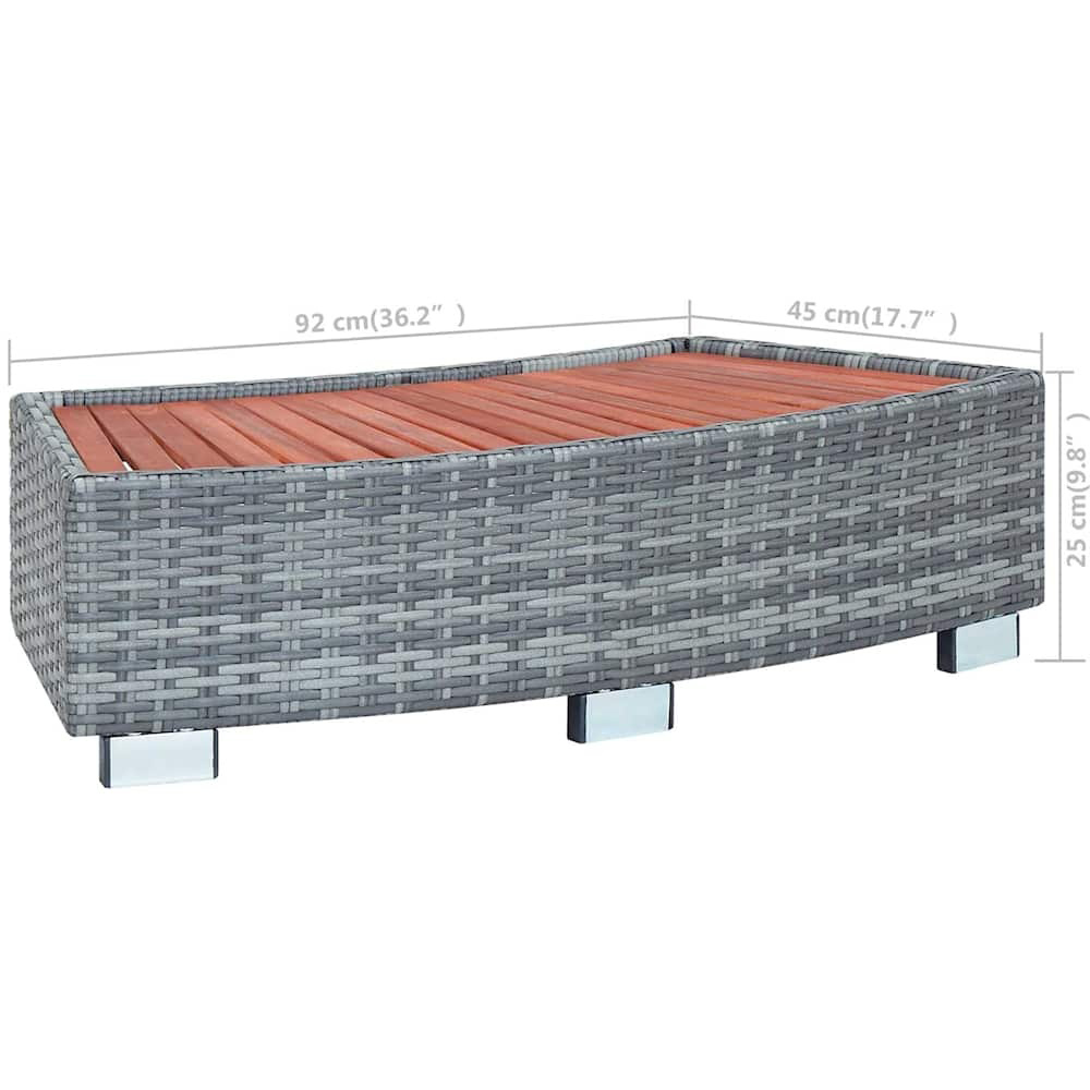 Walplus Grey PE Rattan and Eucalyptus Wood Spa Step Image 9