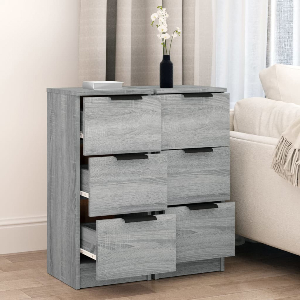 vidaXL 3 Drawer Grey Sonoma Sideboard 2 Pack Image 7