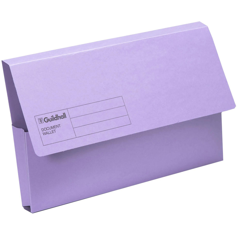 Exacompta A4 Plus Purple Foolscap Document Wallet 50 Pack Image 1