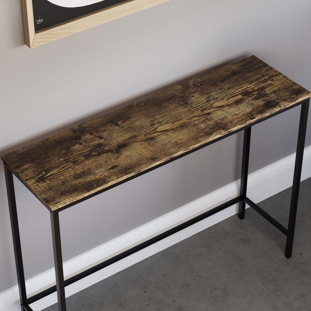Vida Designs Brooklyn Dark Wood Industrial Console Table Image 5