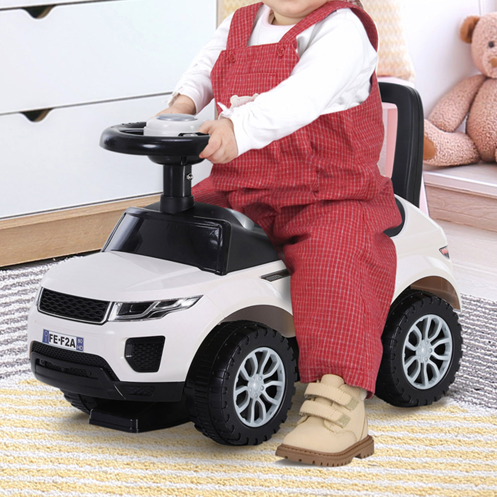 HOMCOM Kids White Foot-To-Floor Ride On Sliding Car Image 2