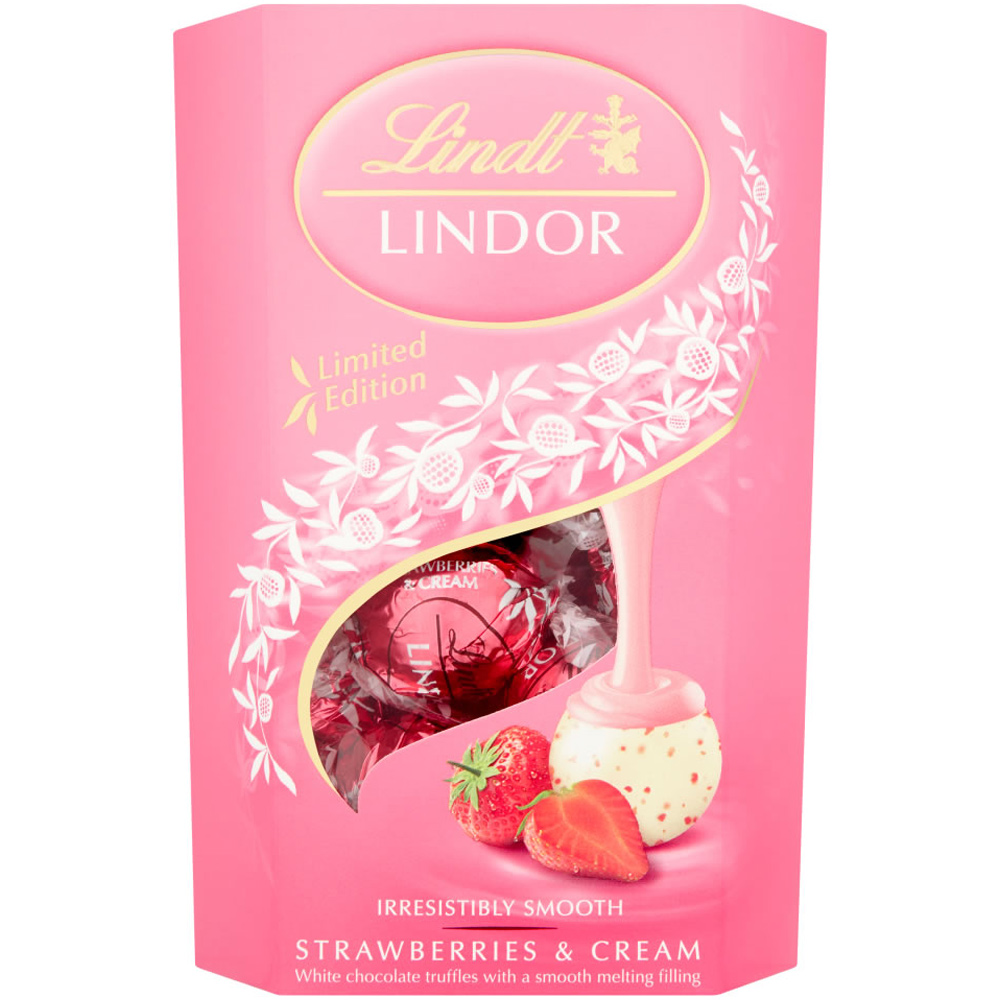 Lindt Lindor Strawberry and Cream White Chocolate Truffles 200g Image 1