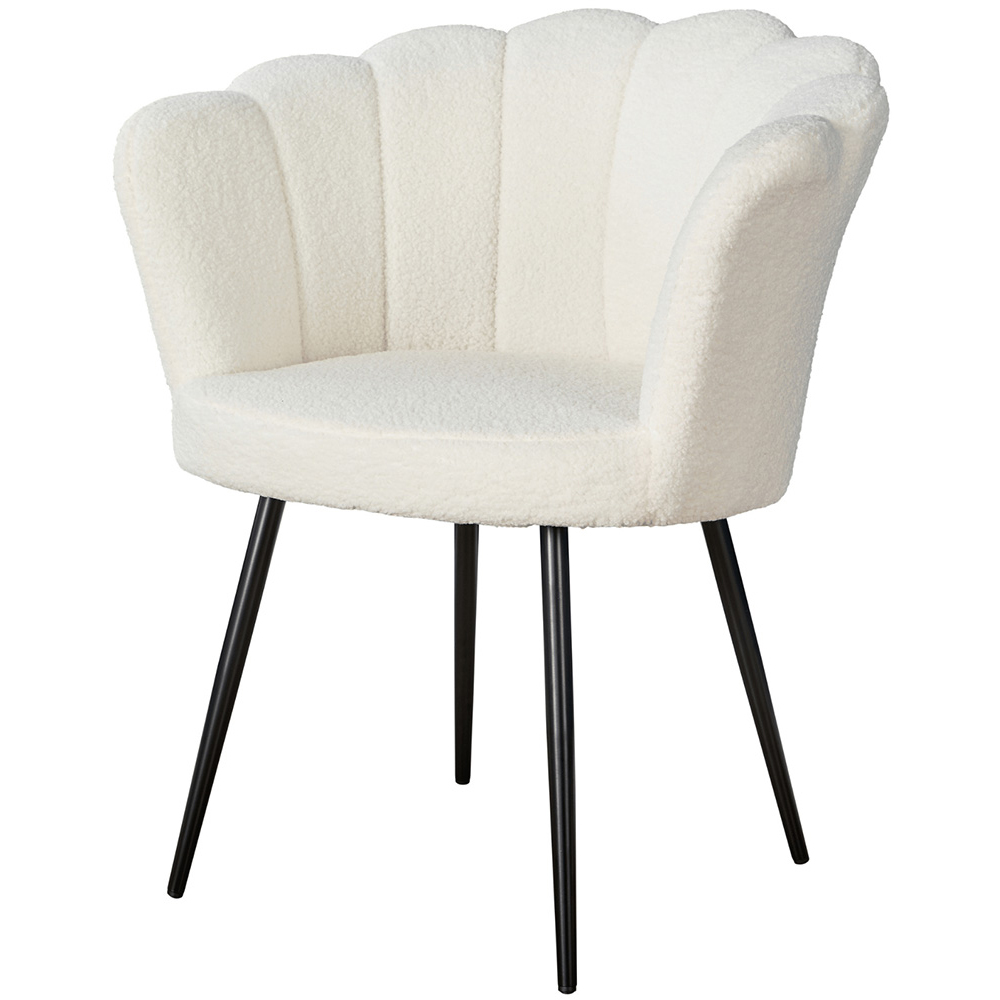 Home Source White Scallop Accent Chair with Black Legs Image 2