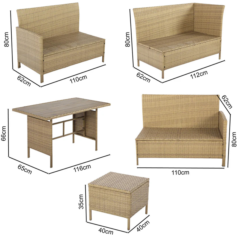 HGD Thalia 8 Seater Brown Rattan Garden Corner Dining Sofa Set with Plywood Table Image 9