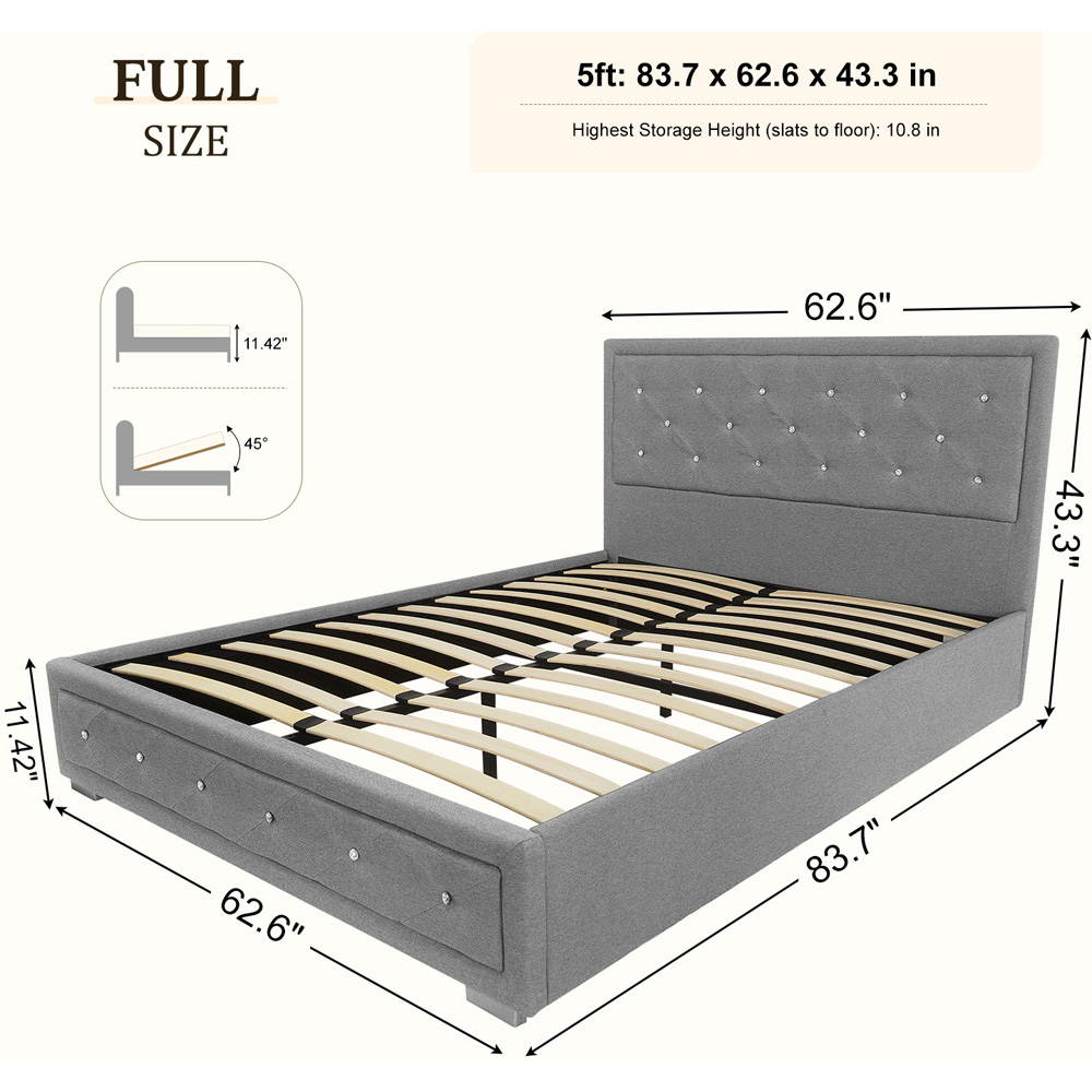 Brooklyn King Size Silver Crushed Velvet Fabric Diamante Ottoman Bed Image 8