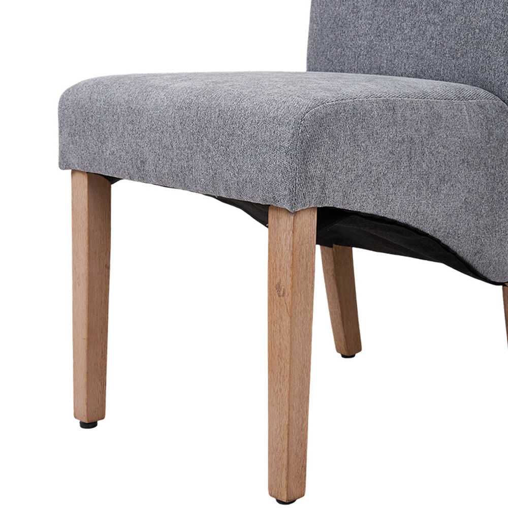 Living and Home Set of 2 Grey Linen Upholstered Dining Chairs Image 6