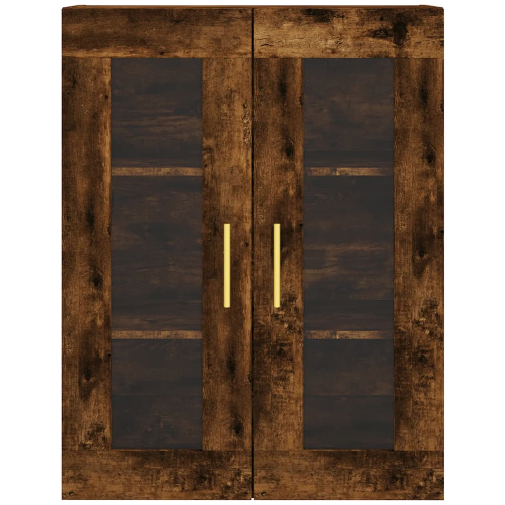 vidaXL 2 Glass Door Brown Smoked Oak Wall Mounted Cabinet Image 7