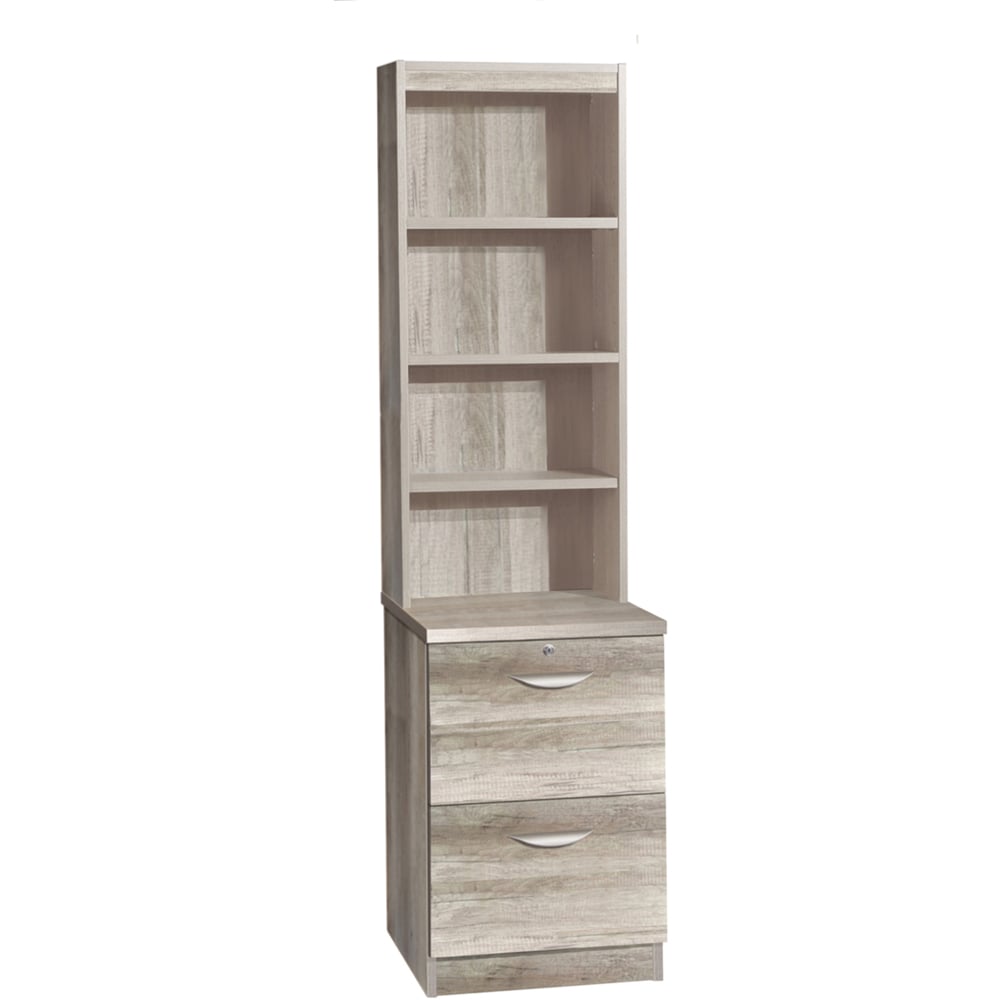 R White Cabinets 2 Drawer 4 Shelf Grey Filing Cabinet with Hutch Image 2