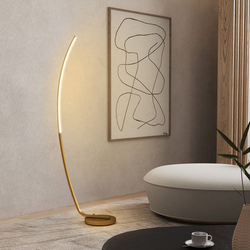 Portland Gold Tone Arched LED Strip Floor Lamp Image 4