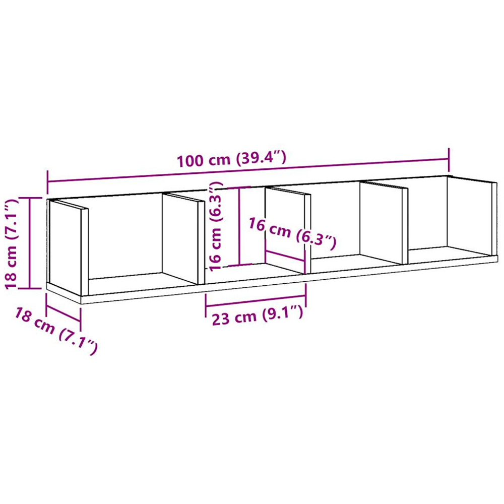 vidaXL 4 Shelf Old Wood Wall-Mounted CD Shelf Image 8