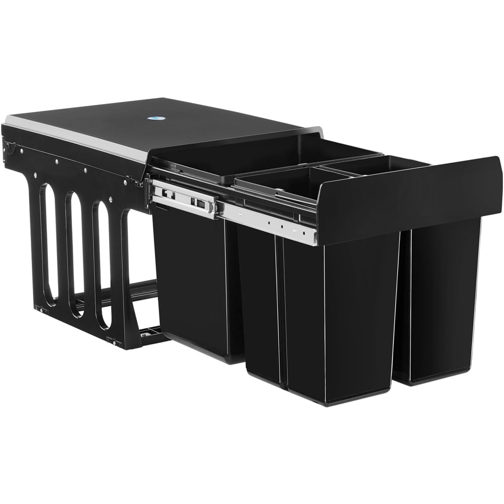 Tectake Ashlyn 3 Compartment Black Telescopic Kitchen Bin 31L Image 1